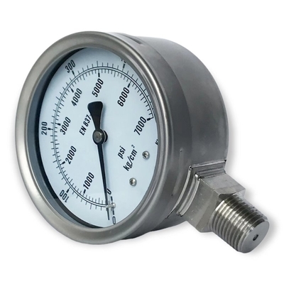 All Stainless Steel Water Pressure Gauge Glycerin Manometer 100mm